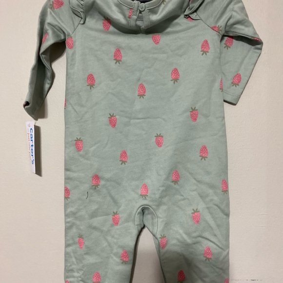 Carter's Mint and Pink Strawberry Bodysuit - Picture 2 of 4